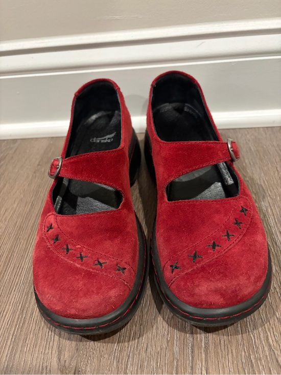 Dansko Shoes - Dansko Red Suede Mary Jane Clog Mules